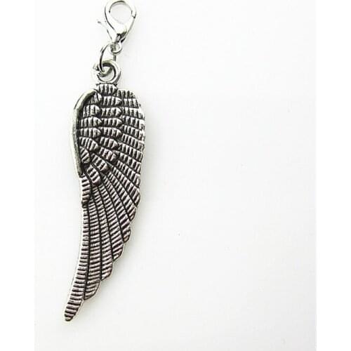 Hot Selling 30pcs Feather Wing Dangle Charms Lobster Clasp Charms Diy Jewelry Accessory for Bracelets Pendants Hanging Charms