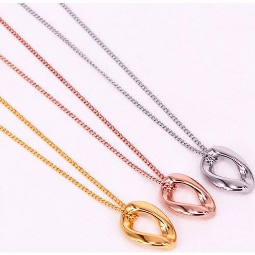 Fashion Love Stainless Steel Retro cambered Chain Pendant Necklace Geometry Rose Gold Color Women Female Party Gift