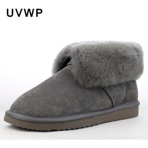 Fashion Mens Snow Boots Genuine Sheepskin Male Winter Boots 100% Natural Fur Warm Wool Ankle Boots Men Shoes Top Quality