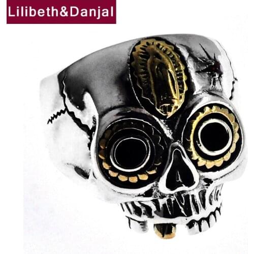 Skull Adjustable Customized Rings Real 925 Sterling Silver Punk Rock Retro Vintage Fashion Jewelry Men 2021 Luxury Designer R16