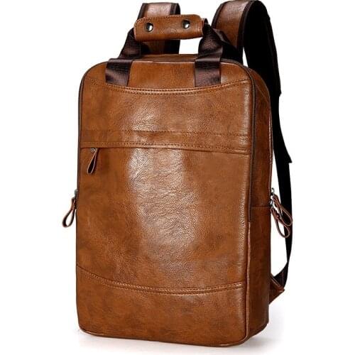 Men Backpack PU Leather Bagpack Large laptop Backpacks Male Mochilas Casual Schoolbag For Teenagers Boy