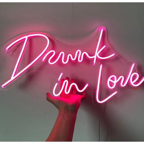 Drink in love Bolt Creative LED Custom Neon Light Sign Party Decoration Valentines Day Anniversary Home Decor Night Lamp Gift