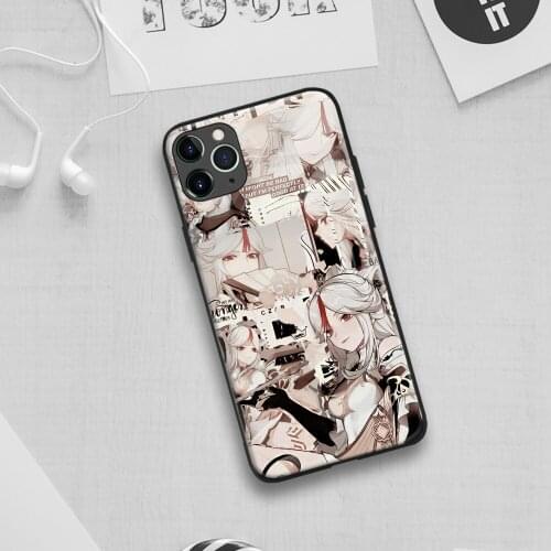 Ningguang Genshin Impact game anime Soft Silicone Glass Phone Case for IPhone SE 6s 7 8 Plus X Xr Xs 11 12 Mini Pro Max Samsung