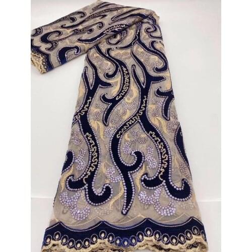 Latest Velvet Lace Fabric 2021 High Quality Sequined African Lace Fabric Beautiful Nigerian Fabric For Women Wedding