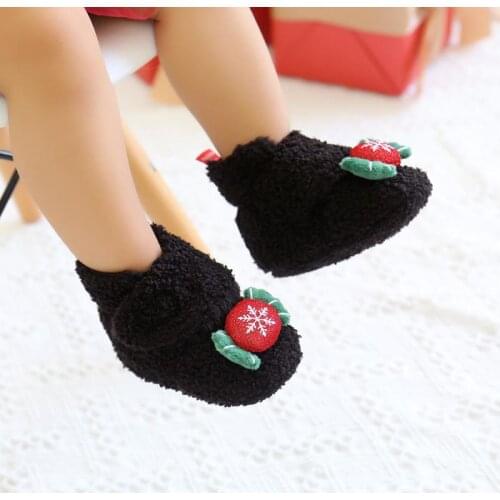 2021 New Christmas Baby Shoes Cartoon Cotton Shoes Non-slip Floor Socks Thick Newborn Toddler First Walkers Cute Warm Shoes