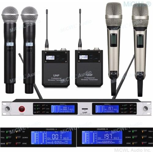 UHF Updated Version 200 Channel Wireless Karaoke Microphone System SM58 Dual Handheld SKM9000 2 Headset Microfone