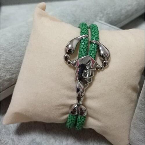 Genuine Stingray Strap Bracelet Black & Blue high watch accessories Scorpion luxury thailand Leather stingray bracelet for watch