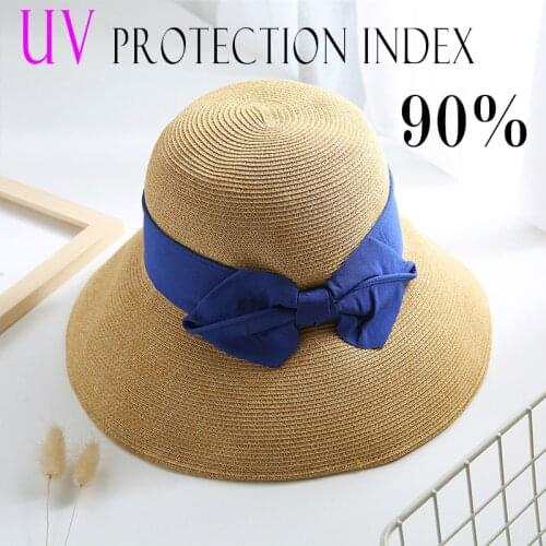 K190 Womens Bucket Hat Sun Visor UV Sunscreen Raffia Straw Hat Womens Hat Summer Felt Hat Sun Visor Beach Fisherman Fedoras