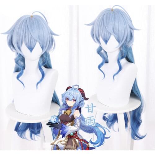 Light Blue Gradient Blue Styling Long Curly Hair Cos Wig Heat Resistant Synthesis Halloween Accessories