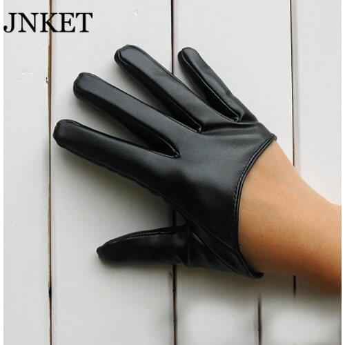 JNKET New Unisex Half Palm PU Leather Gloves Full Finger Gloves Dance Gloves Party Gloves Nightclub Performance Gloves
