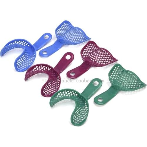 NEW Small Medium Large Color Plastic and Metal Dental edentulous jaw Impression tray For Silicon Impression Material