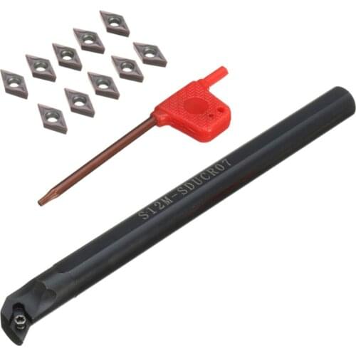 S12M-SDUCR07 Boring Bars + 10pcs DCMT0702 Carbide Inserts + CNC Lathe Wrench