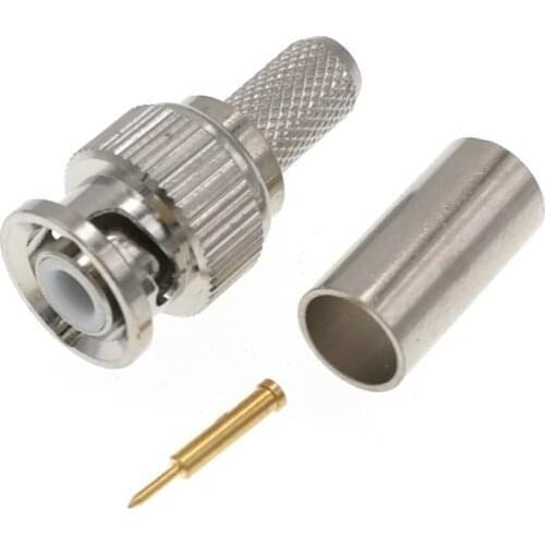 100PCS Mini Male BNC Plug Connector Durable Radio Antenna Cable Convertor Terminal Parts for RG58 RG-58 Coaxial Crimp