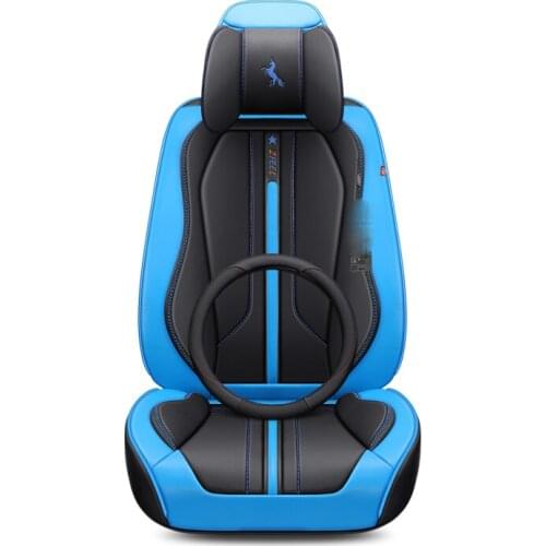 3D Full Surround Design Sports Cushion Wear-Resistant Leather Black Red Orange Blue White Car Seat Cover For 5 Seats Cars