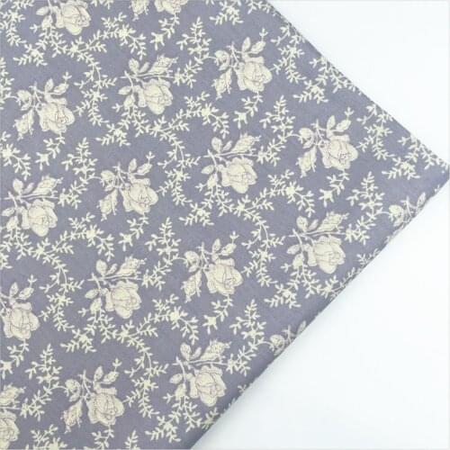 Syunss,Gray Back Retro Rose Printed Cotton Fabric DIY Tissu Patchwork Telas Sewing Baby Toy Bedding Quilting Cloth Craft Tecido