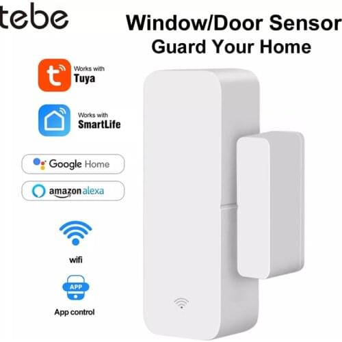 Tebe Tuya Smart Home WiFi Window Door Sensor Open/Closed Detectors Security Alarm Support Alexa,Goole Home,Smart Life