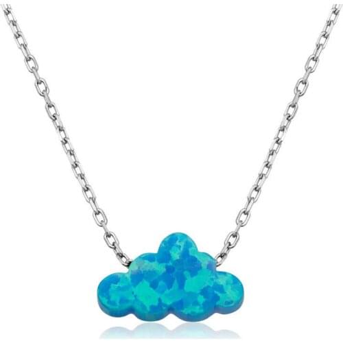Tevuli 925 Sterling Silver Blue Opal Stone Cloud Lady Necklace
