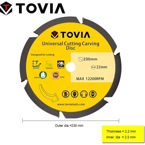 TOVIA Alloy Steel Circular Saw Blade Tool Woodworking PVC Wood Cutting Disk 230MM For Angle Grinder