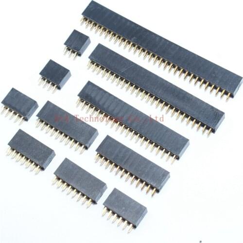 10PCS-Double-Row-Pin-Female-Header-Socket-Pitch-2-54mm-2-2p-3p-4p-5p-6p