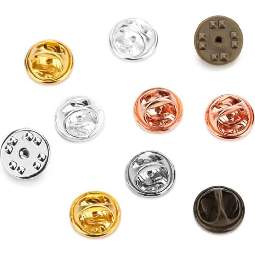100pcs/lot 11.5 mm Round Butterfly Pinch Clip Gold Silver Color Copper Brooch Tie Tac Tack Lapel Pin Back for DIY Jewelry Making