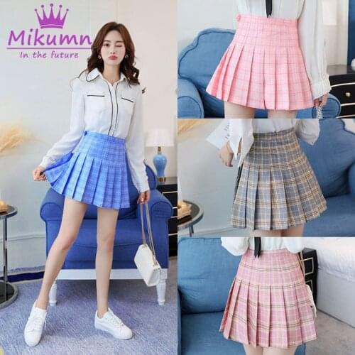 Women Preppy Style High Waist Pleated Plaid Skirts Harajuku Skirt Ball Gown Plus Size XS-XXL Japanese Kawaii School Uniform