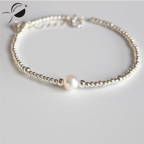 S925 Sterling Silver Bracelets Women Freshwater Pearls Beads Nearround Rope Chain Bangle Jewelry Silver Bracelets&Bangles Female