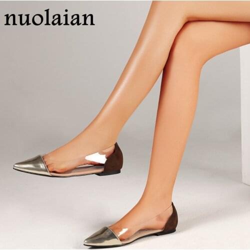 2019 Spring Summer Women PVC Clear Sandals Woman Flat Sandal Shoes Womens Pointed Toe Flats Lady Jelly Shoe Big Size Chaussure