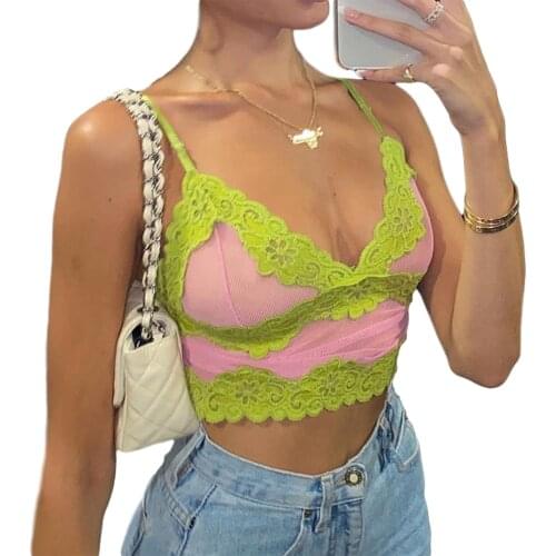 2021 Summer Womens Cropped Shirt Sling Top Elastic Casual Party V-Neck Lace Floral Fall Summer Clothes