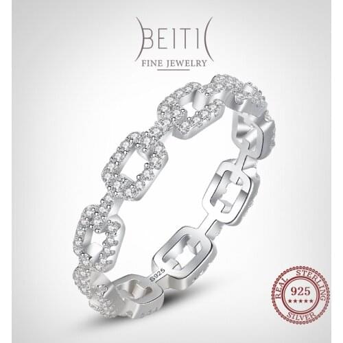 Beitil Luxury Full Of Sparkle Zircon Real 925 Sterling Silver Finger Ring For Women Classic Luxury Wedding Accessories Jewelry