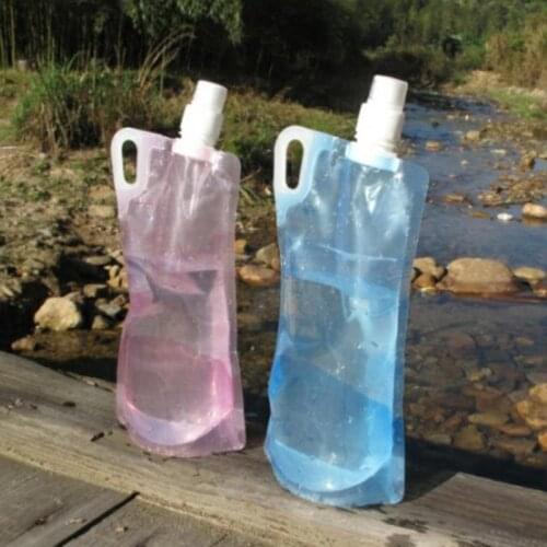 1L Foldable Drinking Water Bottle Bag Pouch Outdoor Hiking Camping Water Bag Pouch Bladder Sport Bags