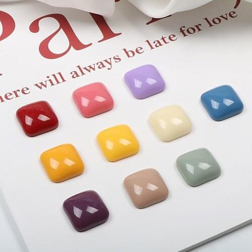10pcs Japanese Retro Resin Square Solid Color Semi-Pill Earrings Patch DIY Handmade Jewelry Earrings Accessories Material