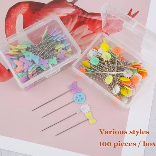 100Pcs Multi-Color Dressmaking Pins Embroidery Patchwork Pins DIY Tools Sewing Needle Sewing Accessories Stainless Steel