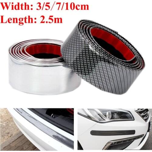 2.5M Carbon Fiber Rubber Moulding Strip For Car Door Pedal Trim Bumper DIY Door Sill Protector Edge Guard Sticker Car Styling