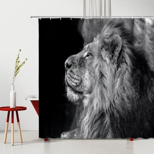 3D Lion Shower Curtain Africa Wild Forest Animal Bathroom Decoration Washable Living Room Hanging Paintings Bath Screen Curtains