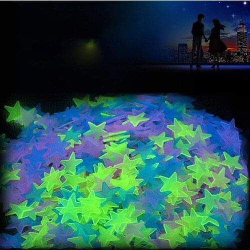 3D Star Fluorescent Wall Stickers Luminous Glow in the Dark Wall Decals Art Mural for Home Living Room Kids Room Bedroom Decor