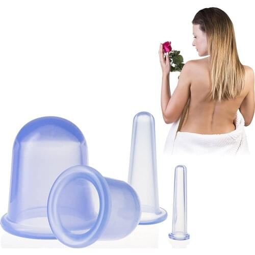 4pcs/lot Vacuum Silicone Cupping Moisture Absorber Anti Cellulite Suction Cup Massage Cans Chinese Cupping Therapy Cans