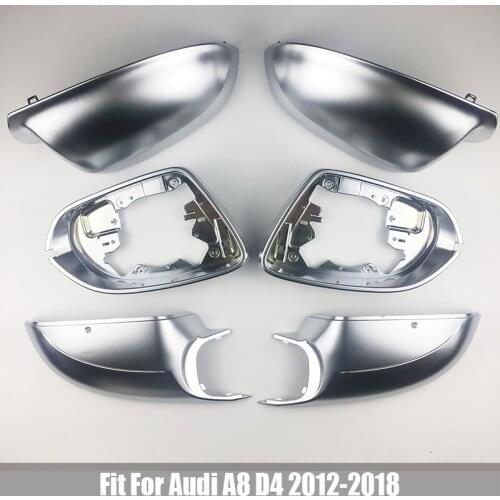 6pcs Rearview Mirror Cover Caps For AUDI A8L A8 D4 W12 2011 2012 2018 Left Right Car Side Replacement Rear View Mirror Cover