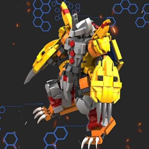 770PCS MOC Digimon Adventure WarGreymon DIY Assembling Blocks MINI Particle Building Blocks Auction Model Toy Kids Gifts