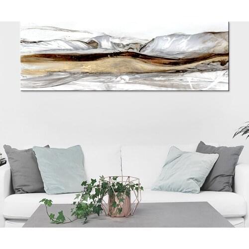 Abstract Landscape Oil Painting Posters and Prints Wall Art Canvas Painting Golden Mountain Pictures for Living Room Home Decor
