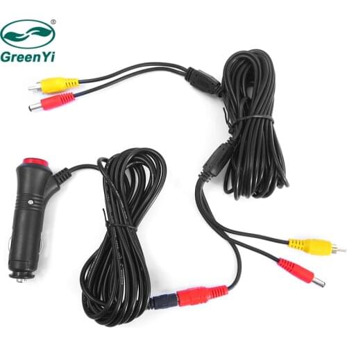 GreenYi Car Cigarette Lighter Power Adapter 6~15 Meters RCA Video Power Cable for Rear View Camera Connect Car Monitor