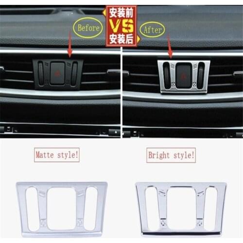 Lapetus Accessories Middle Air AC Outlet Vent / Warning Light Button Frame Cover Trim For Nissan Murano 2015 2016 2017 2018 ABS