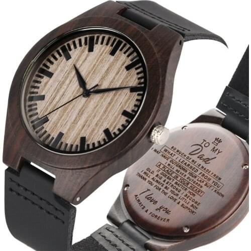 Wooden Watch Men Women Timepiece Quartz Watches Lightweight Black Leather Watchband Bamboo Wrist Watch Casual reloj hombre 2020