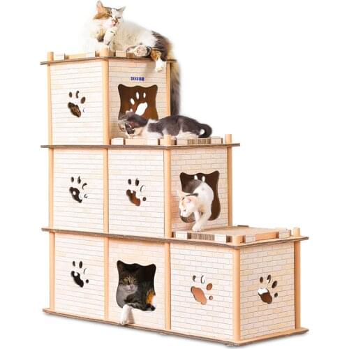 Net red new replacement double step ladder cat home two-tier three-layer variety selection cat house cat scratch board