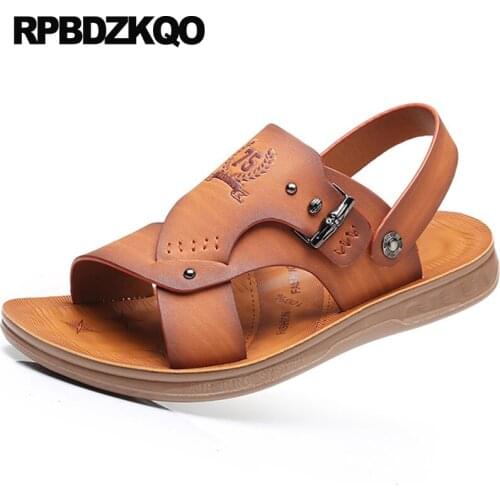 Designer Slides Mens Sandals 2021 Summer Outdoor Casual Water Breathable Slippers Waterproof Leather Men Strap Fashion Shoes