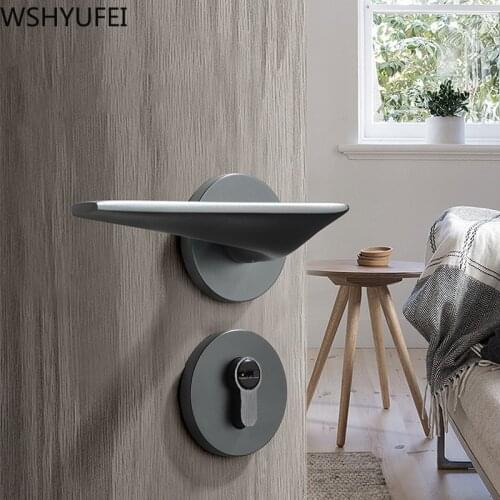 WSHYUFEI European Aluminum Alloy Door Locks bedroom Door Handle Lock Cylinder Security Mute Door Lock Household Hardware