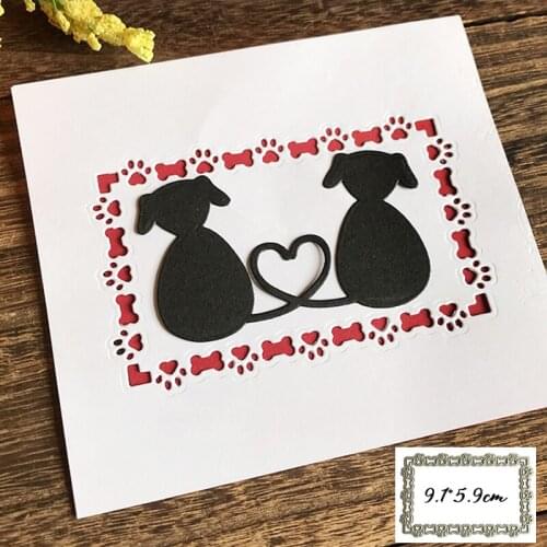 Rectangle Shape Dog Paw Print Frame Metal Cutting Dies For DIY Scrapbooking Photo Album Embossing Paper Cards Crafts Die Cuts