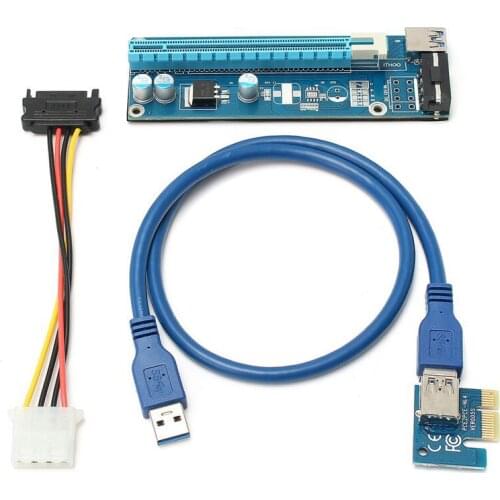 New 1pcs Pci Express Riser Card Pci-e Extender 1X To 16X 60cm Usb 3.0 Cable Sata To 4pin Molex Power For Btc Miner Machine