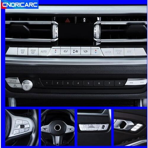 Car Steering Wheel Buttons Decoration Cover Trim For BMW 3 Series G20 G28 2020 Door Unlock Buttons Decals Interior Modified