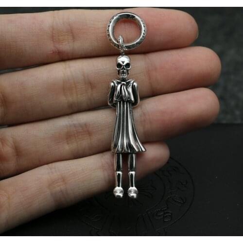 S925 Sterling silver pendant girl character skeleton pendant