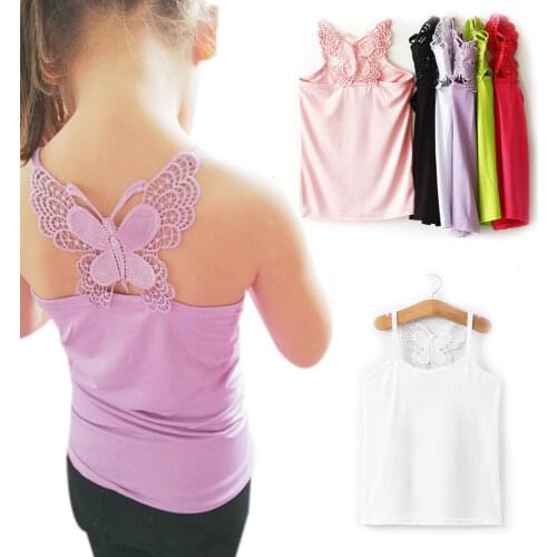 Summer Girls Camisole Modal Baby Mother Hollow Butterfly Vest Beauty Back Children Dancing Tops Kids T Shirts XXX GIRLS CLOTHING